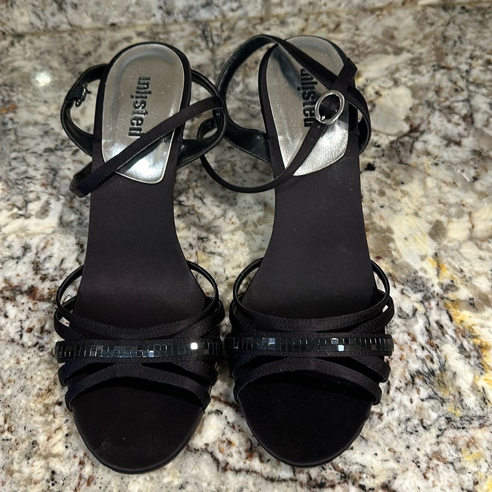 Black satin heel